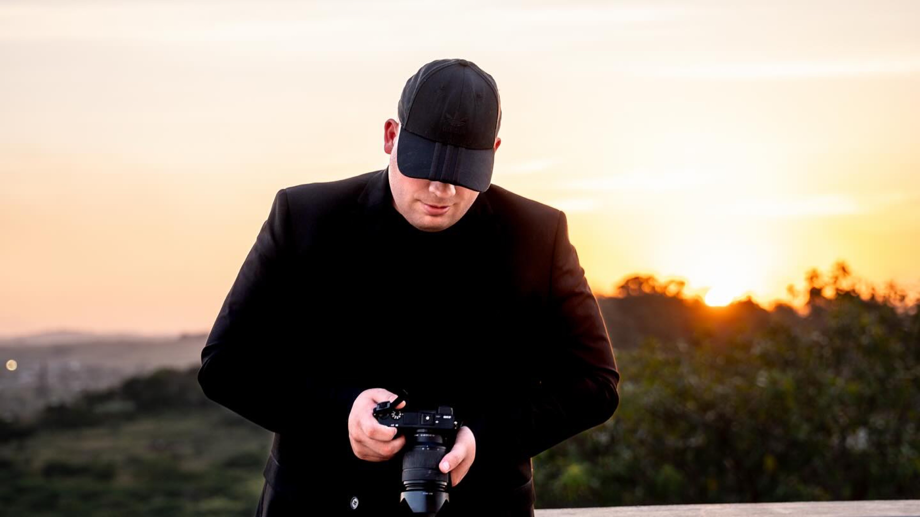 JC filming at sunset